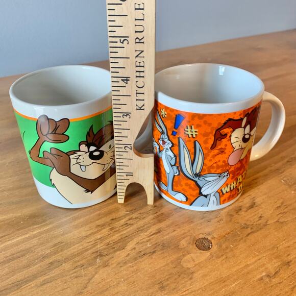 Vintage Looney Tunes Taz Devil Coffee Mug Set of 2 Bugs Bunny Warner Bros - Picture 11 of 12